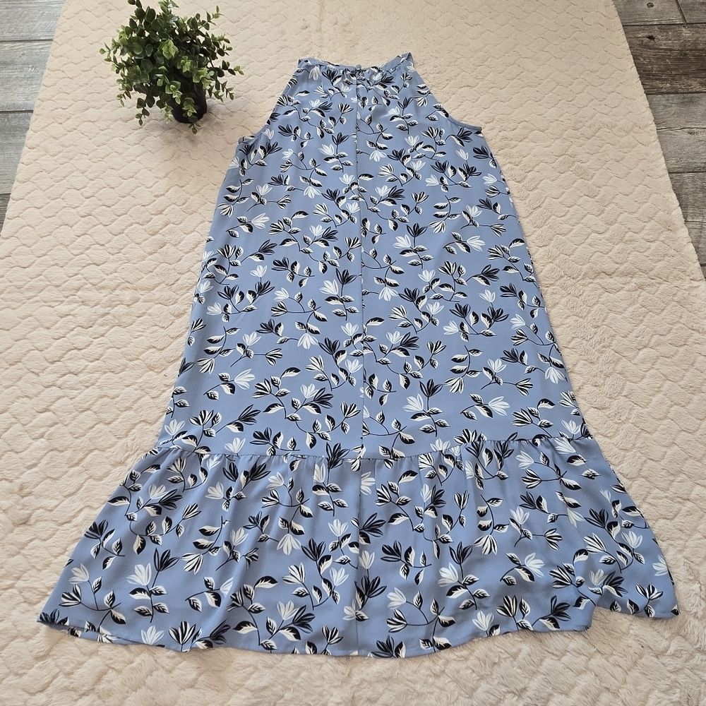 J. Jill Wearever Collection Blue Floral Sleeveless Flounce Midi-Dress, Small - Picture 6 of 10